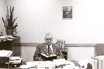 Ohnimus at his desk in annex office, circa 1950s