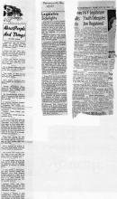 3 newspaper clippings: About People and Things, Legislative Sidelights, and Hi-Y Legislature Youth Delegates are registered