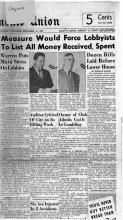 Sacramento Union, Tuesday, December 13, 1949: Measure would force Lobbyists to List all Money Received, Spent
