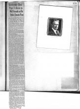 This page contains newspaper clippings and an image of Governor C.C. Young