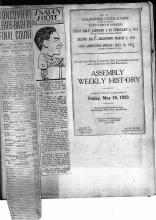Cover of Assembly Weekly History May 18, 1923