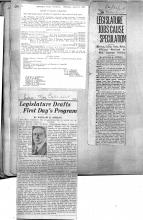 Newspaper Clipping: Legislature Drafts First Day's Program