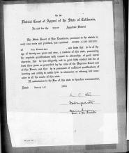 Arthur Ohnimus admission to the Bar of the State of California