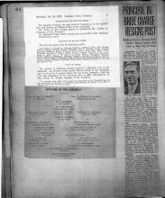 This page displays a partial Assembly Daily Journal, a list of officers of the Assembly and a newspaper clipping.