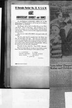This page displays a flier and a newspaper clipping.