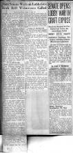 This page displays 2 newspaper clipping. The first newspaper clipping reads: Senate Opens Lobby War in Graft Expose Resolution Adopted for Purification but Hurley Opposes Hasty Action Money Voted Inquiry Committee Summons Witnesses including Chinese who A