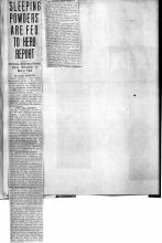 This page displays 2 newspaper clippings. First newspaper clipping reads: ‘Sleeping Powders’ are Fed to Herb Report Ohnimus, Wilkinson Friends Serve Ultimatum to Quit or Fight