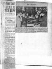 This page displays 2 newspaper clipping. First newspaper clipping is a continuation of another newspaper clipping and that newspaper clipping is not shown. It reads: Young Calls on G.O.P to Back Rolph United Republican Party Urged at Sacramento; Conventio