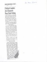 Newspaper clipping reads:Political Leaders are Chosen in Boys State Voting