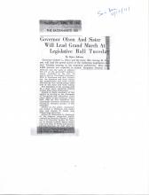 THURSDAY, APRIL 17, 1941  THE SACRAMENTO BEE  Governor Olson and Sister will Lead Grand March at Legislative Ball Tuesday