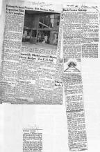 3 newspaper clippings: Folsom School Expansion Plan said Complete, Mayhood Reopens with Modern Store, & Council Moves for U.S. Aid