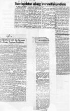 First newspaper clipping reads: LA Daily News 3/27/1950 State legislators unhappy over multiple problems