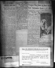 5 articles: Bills in Assembly Greater than 1919. The second item displayed looks like Arthur A. Ohnimus business cards. Fourteen Bald Heads Help Illuminate Assembly. Women Win Posts in Both Houses. Meets Every Thursday Eve at Native Sons Hall. Mason St., 